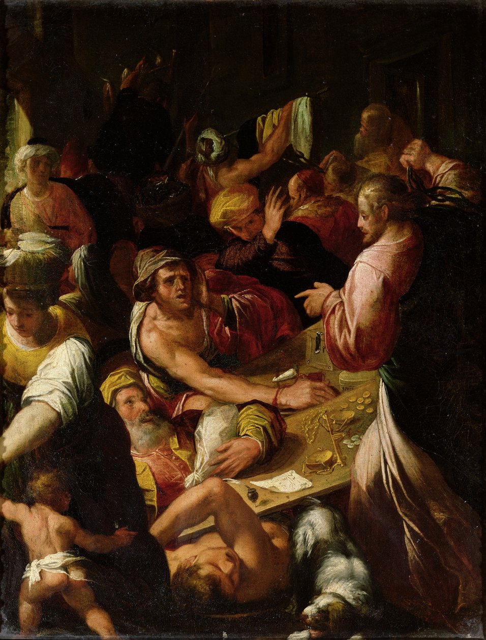 Jesus jagar köpmännen ut ur templet av Alessandro di Vincenzio Fei