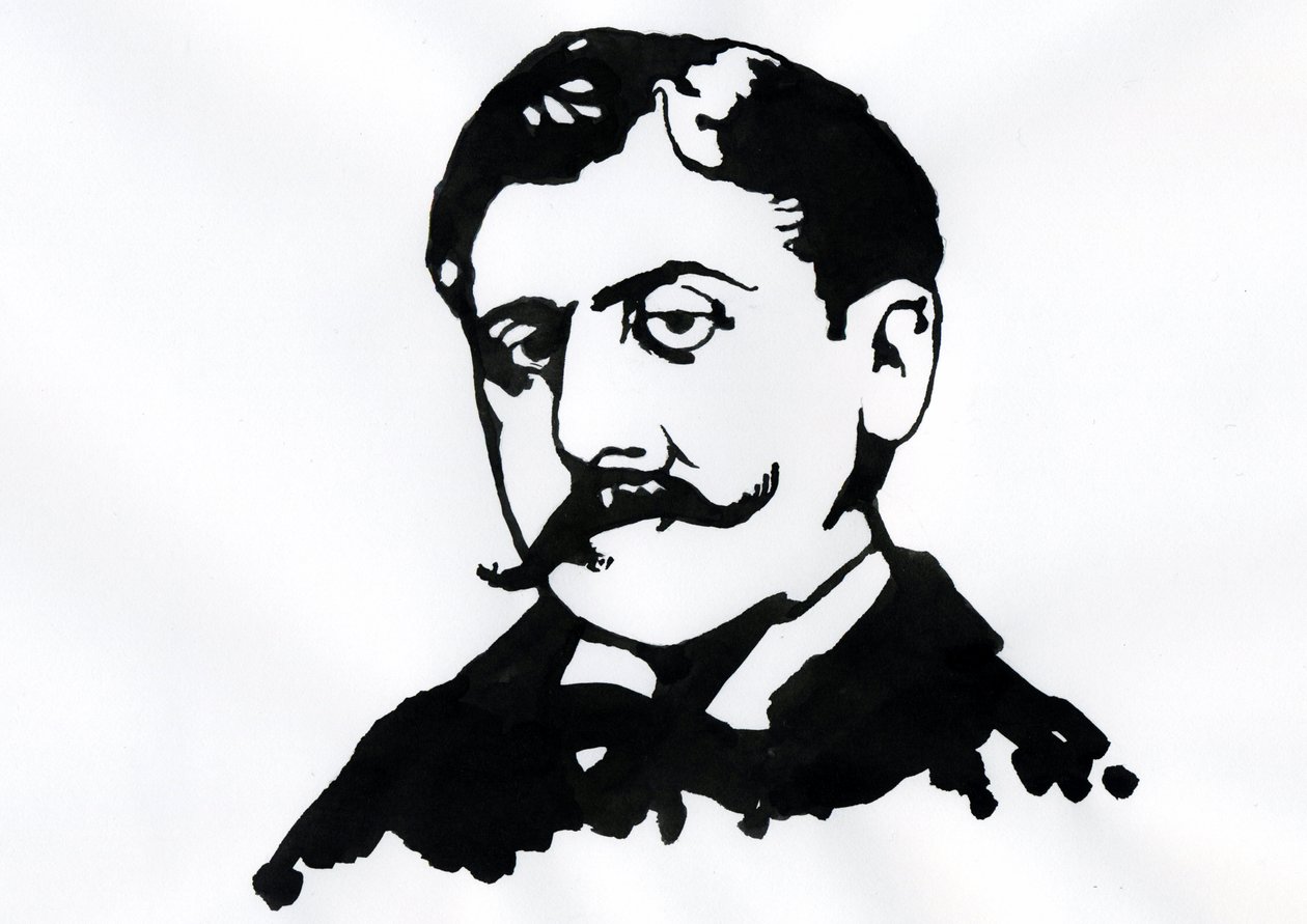 Marcel Proust (bläck på papper) av Alessandro Lonati