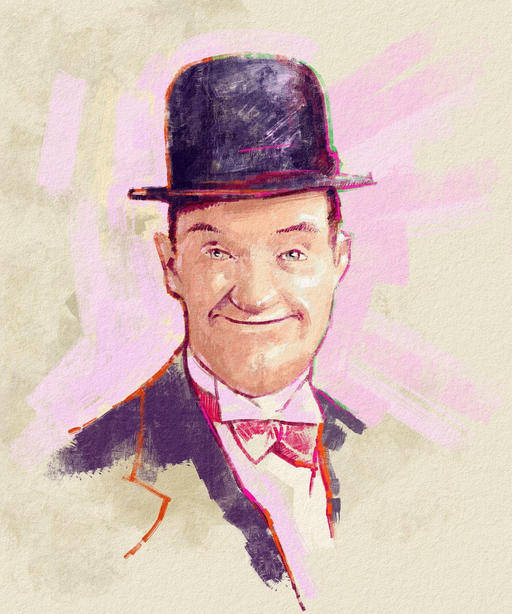 Porträtt av komikern Stan Laurel (illustration) av Alessandro Lonati