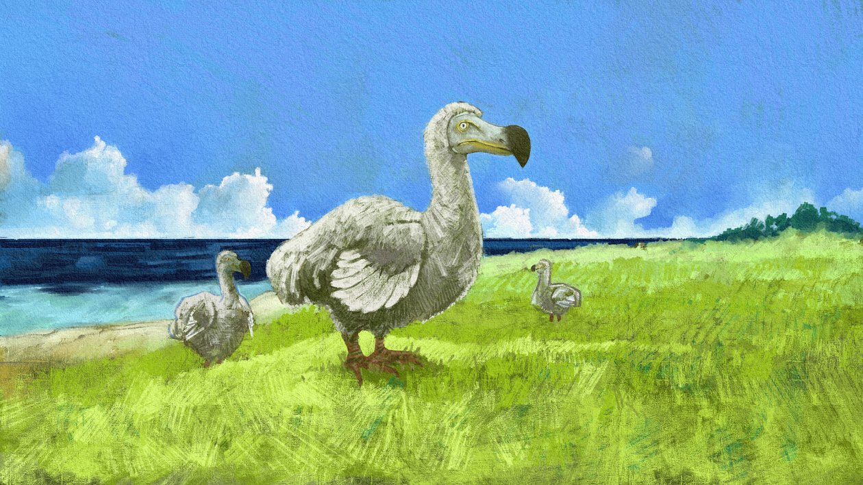 Representation av den utdöda dodofågeln (illustration) av Alessandro Lonati