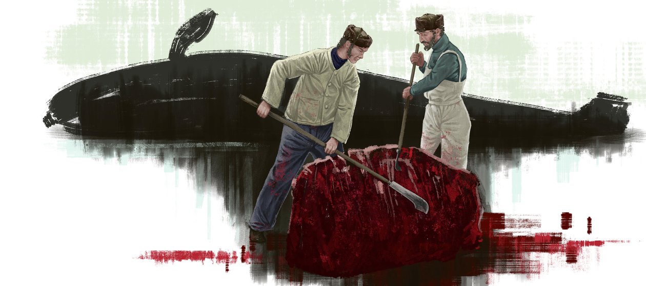 Två valar skär en val av Alessandro Lonati