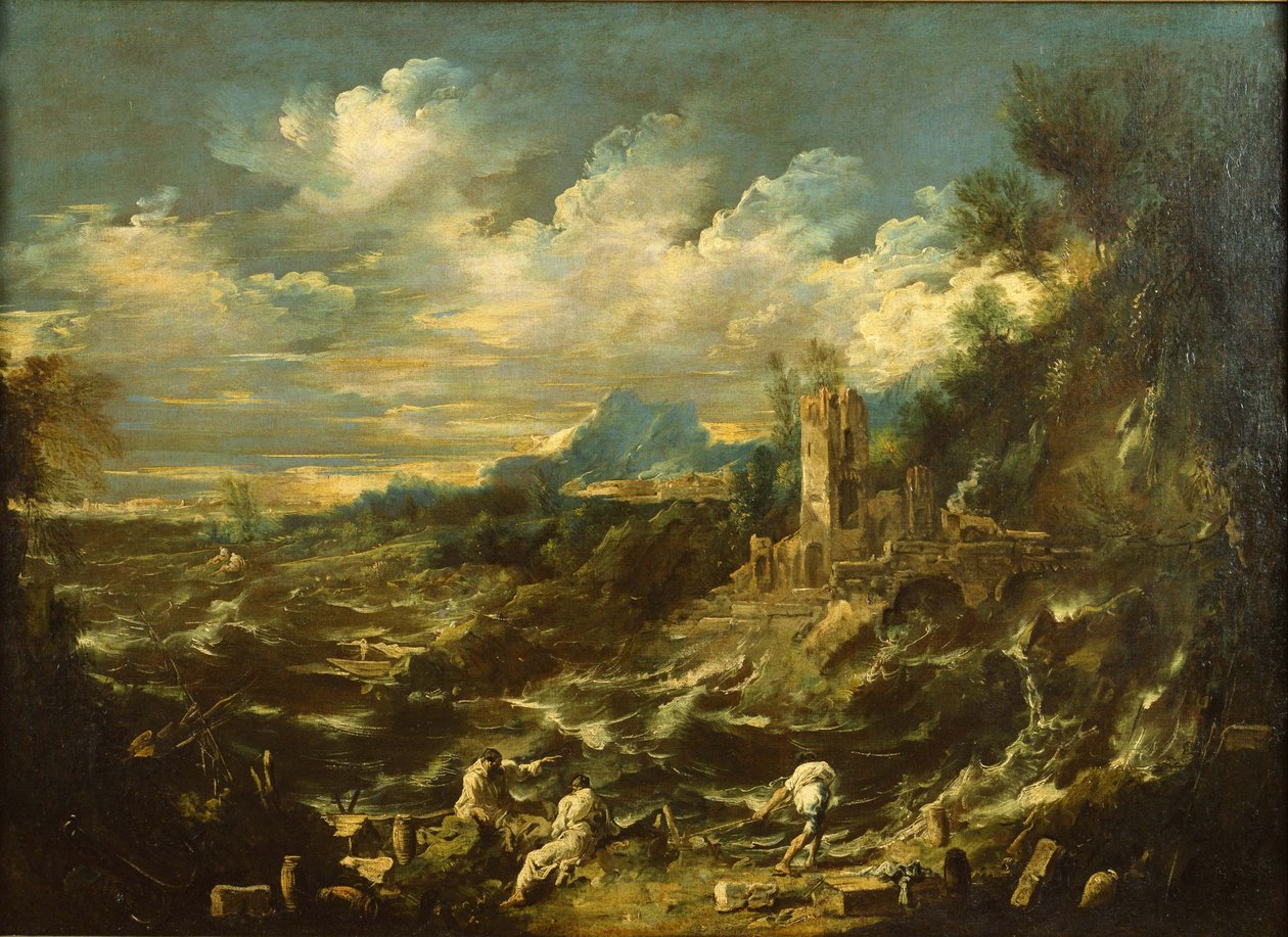 Stormiga havslandskap av Alessandro Magnasco