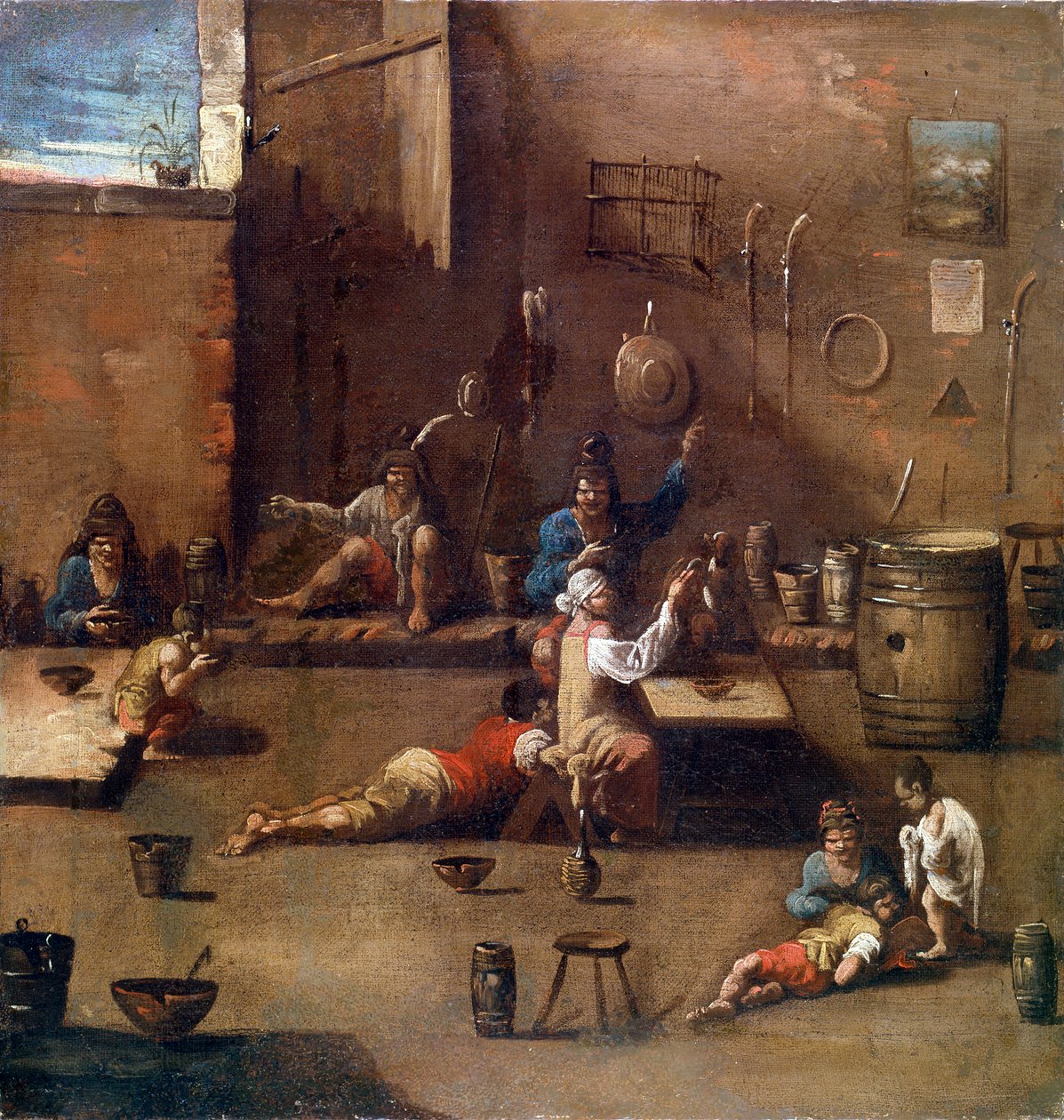 Hundträning, c1690-1745 av Alessandro Magnasco