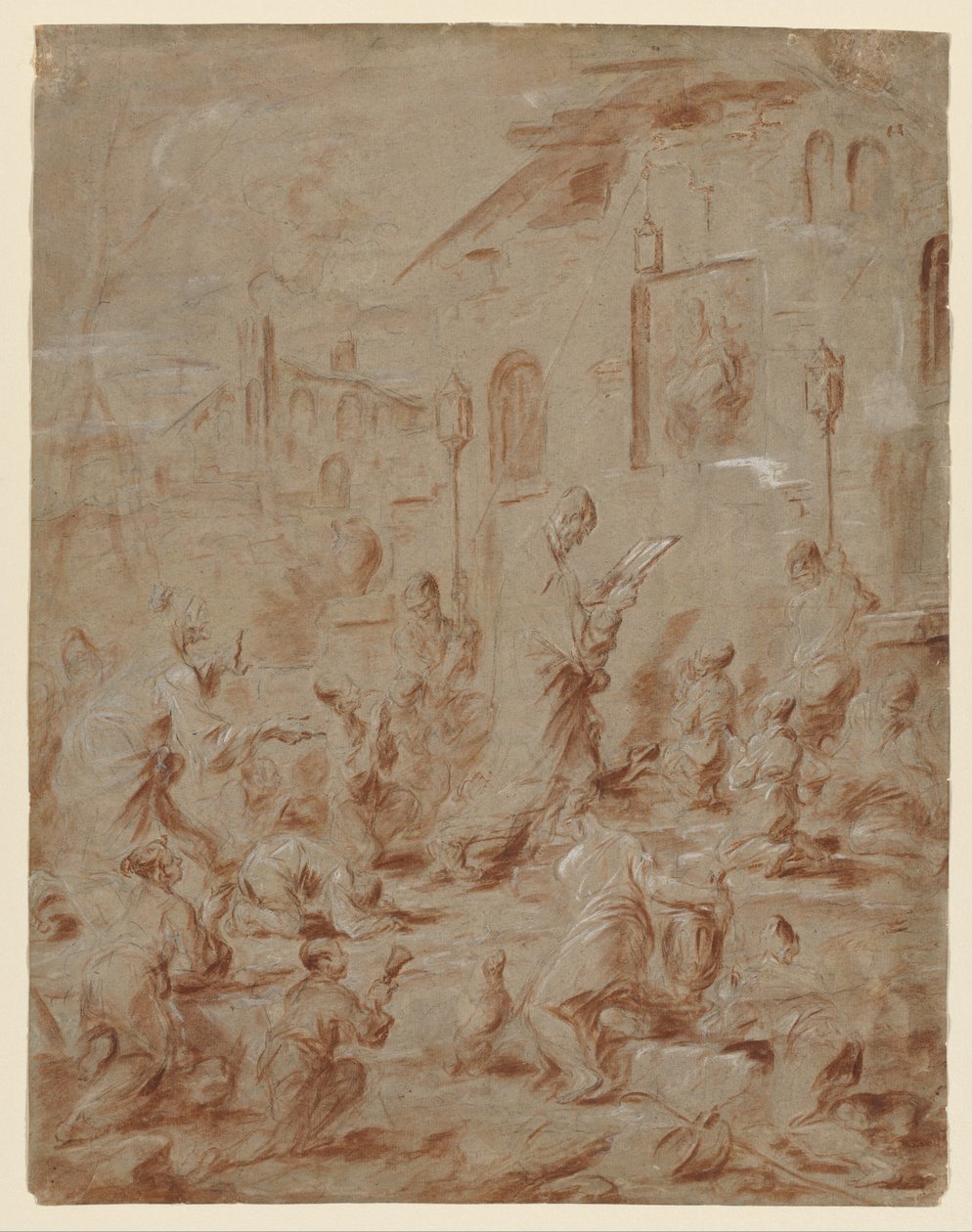 Worshipers at a Street Shrine, 173040. av Alessandro Magnasco