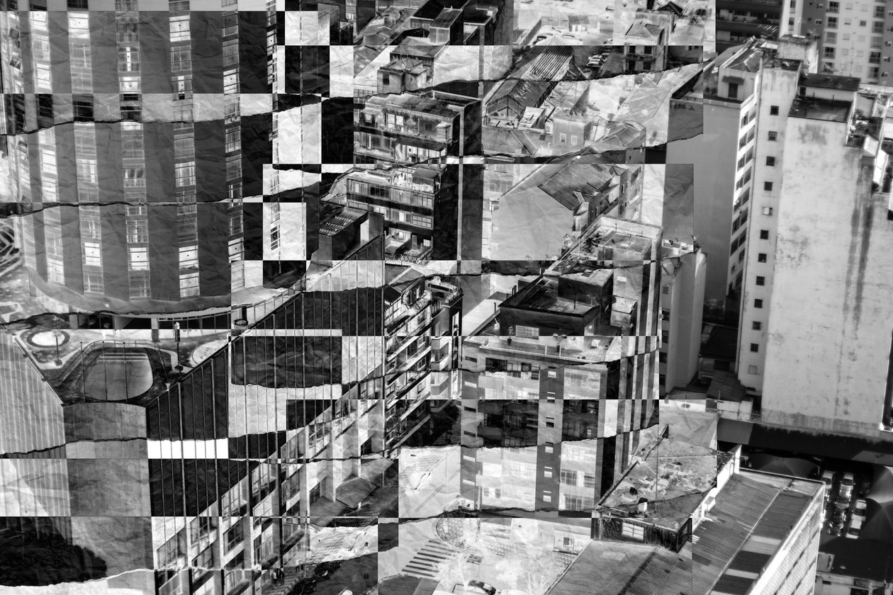 City, 2019, (collage) av Alex Caminker