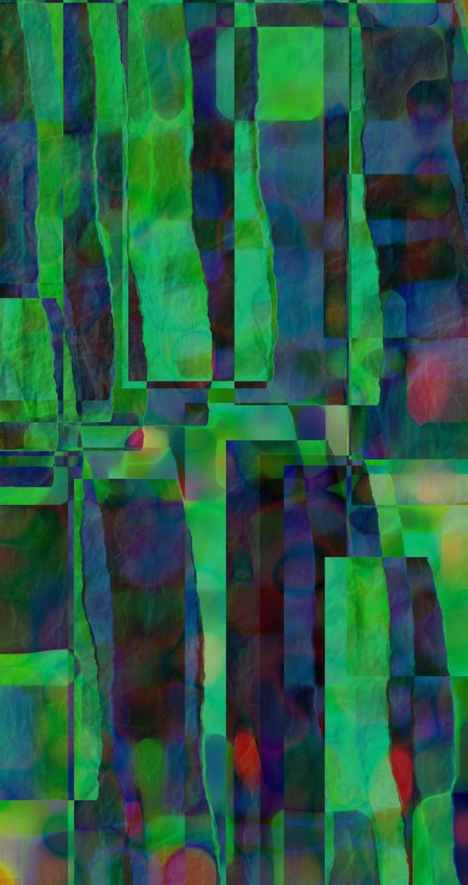 struktur d,2019 (blandade media) av Alex Caminker