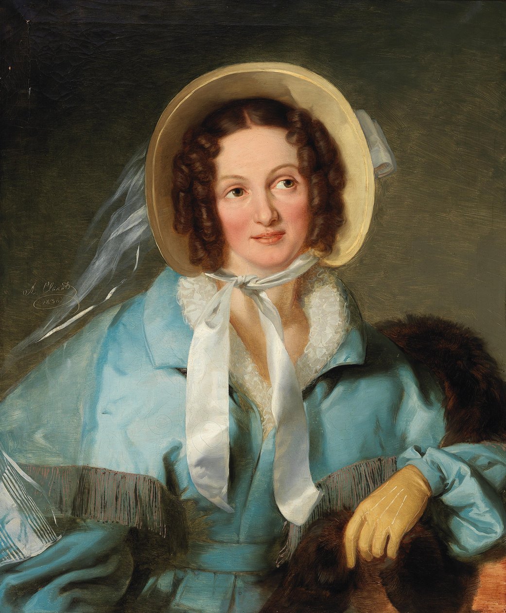Porträtt av en dam i hatt av Alexander Clarot
