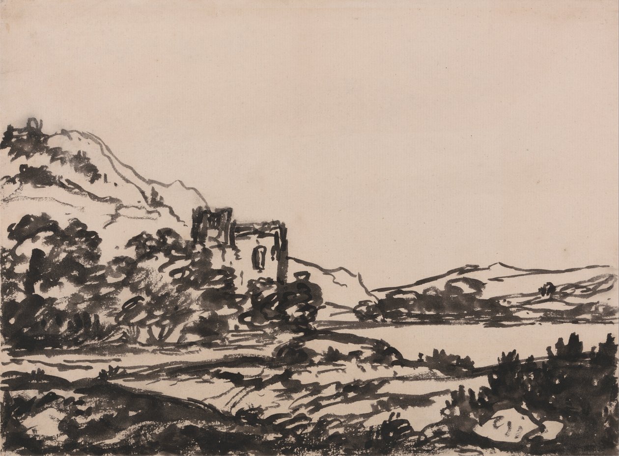 Slott i ett landskap av Alexander Cozens