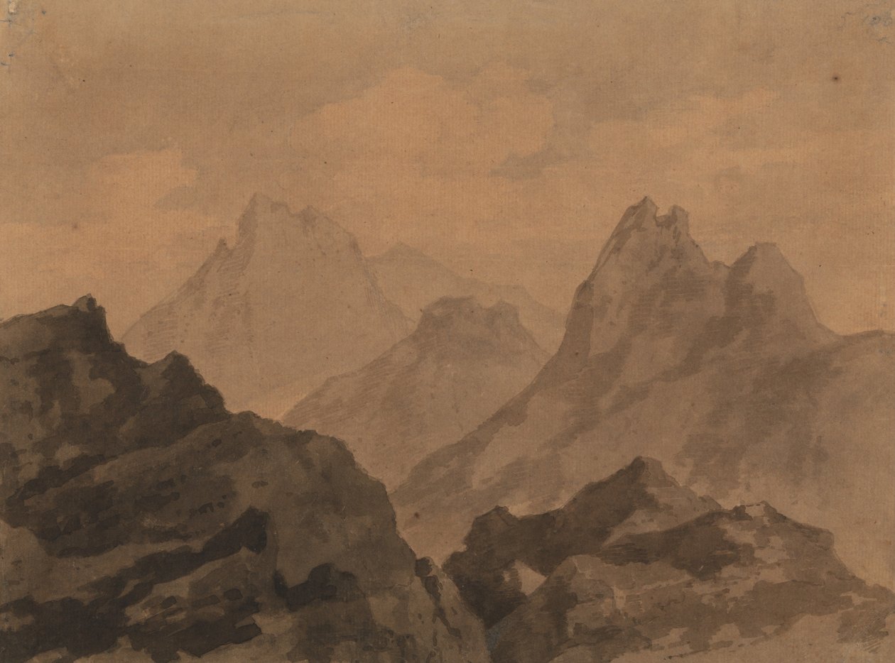 Mountain Tops Mountain Study av Alexander Cozens