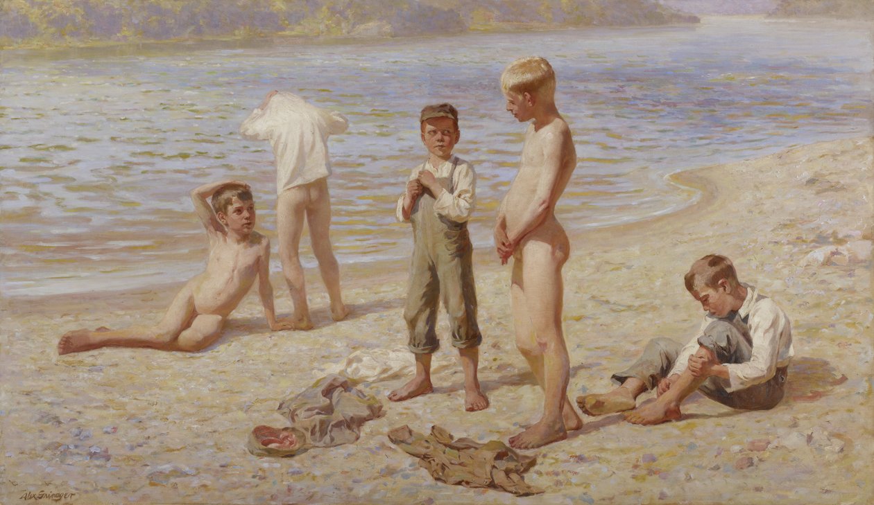Boys Bathing av Alexander Grinager