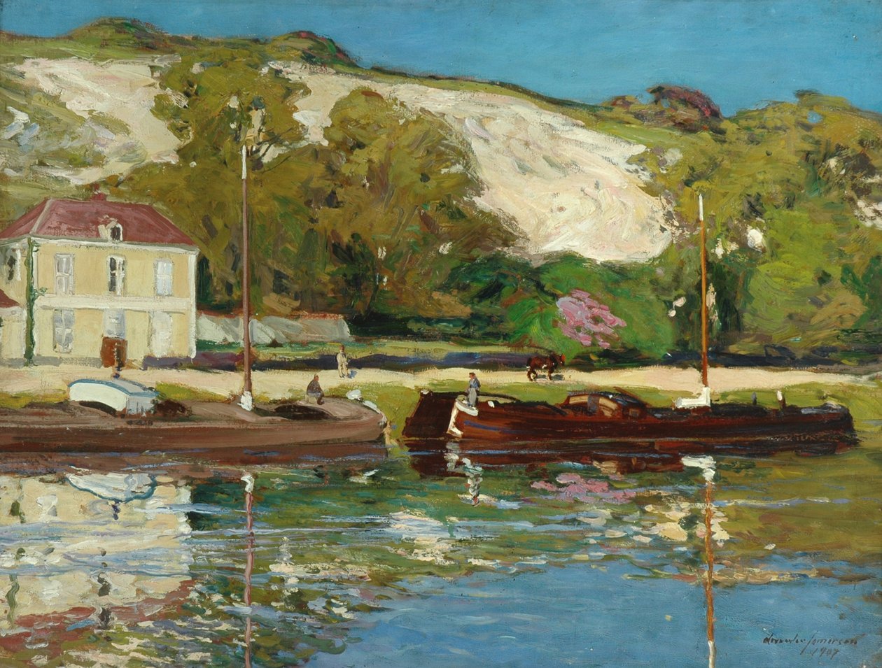 Pråmar på Seine, 1907 av Alexander Jamieson