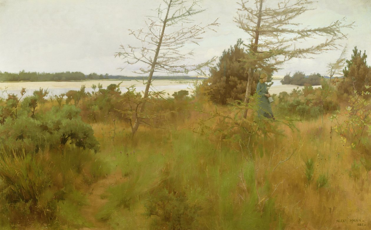 Samla ved vid stranden av en sjö av Alexander Mann