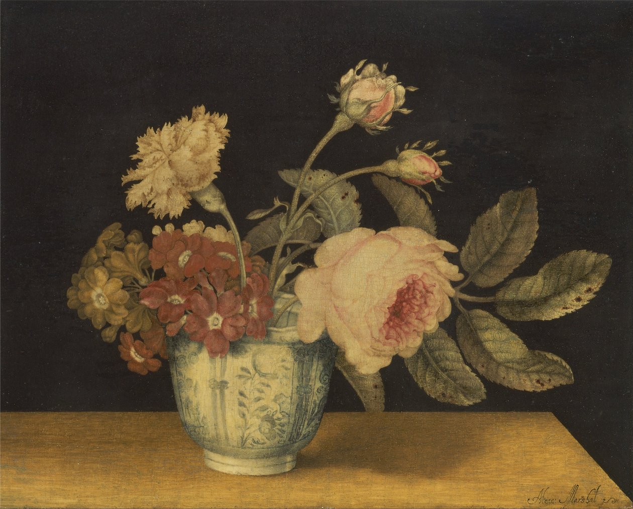 Blommor i en Delftburk av Alexander Marshal