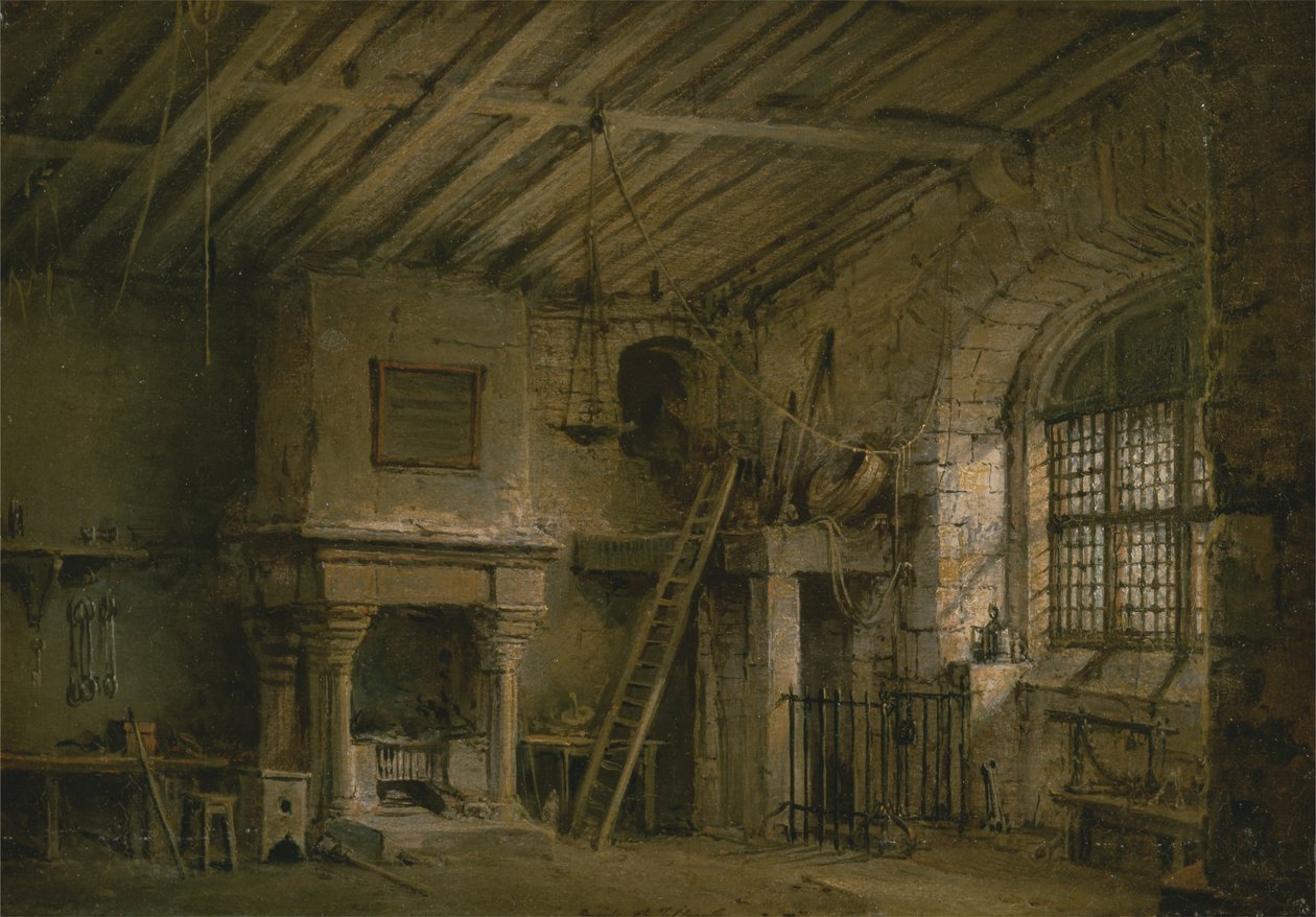Scendesign för Heart of Midlothian; Tolbooth av Alexander Nasmyth