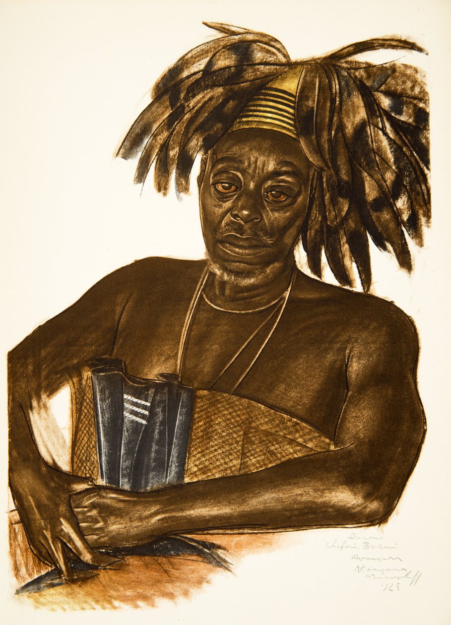 Boemi, Chief Avungura (Niangara) (Haut Ouelle), från African Drawings and Paintings, avrättad under Citroen Center Africa-expeditionen, andra Haardt Audouin-Dubreuil-uppdraget, pub. Paris, 1927 ( av Alexander Yakovlev