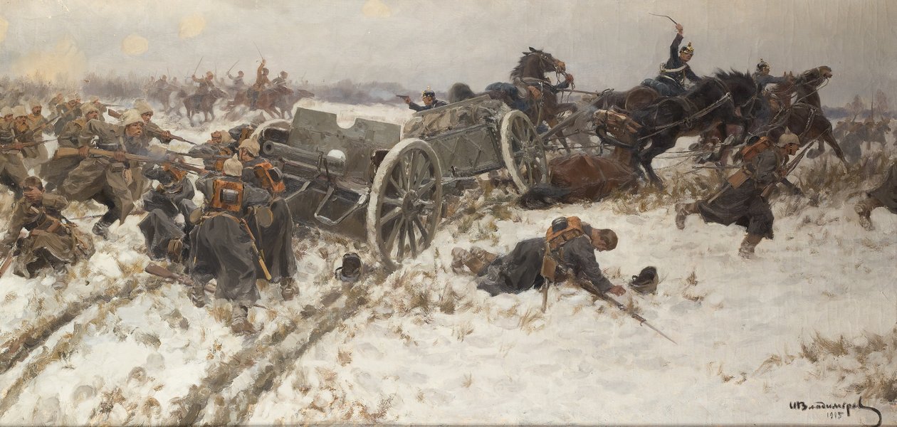 Militär skärmytsling, 1915 av Alexander Alexeyevich Alexeyev
