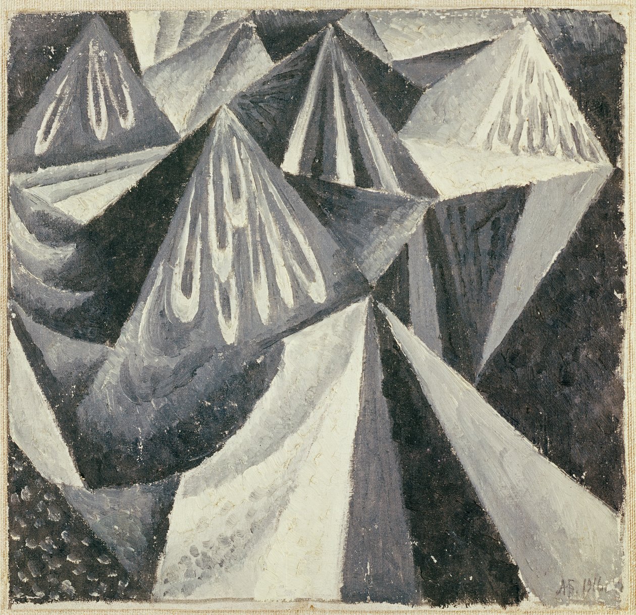 Cubo-futuristisk komposition i grått och vitt, 1916 av Alexander Bogomazov