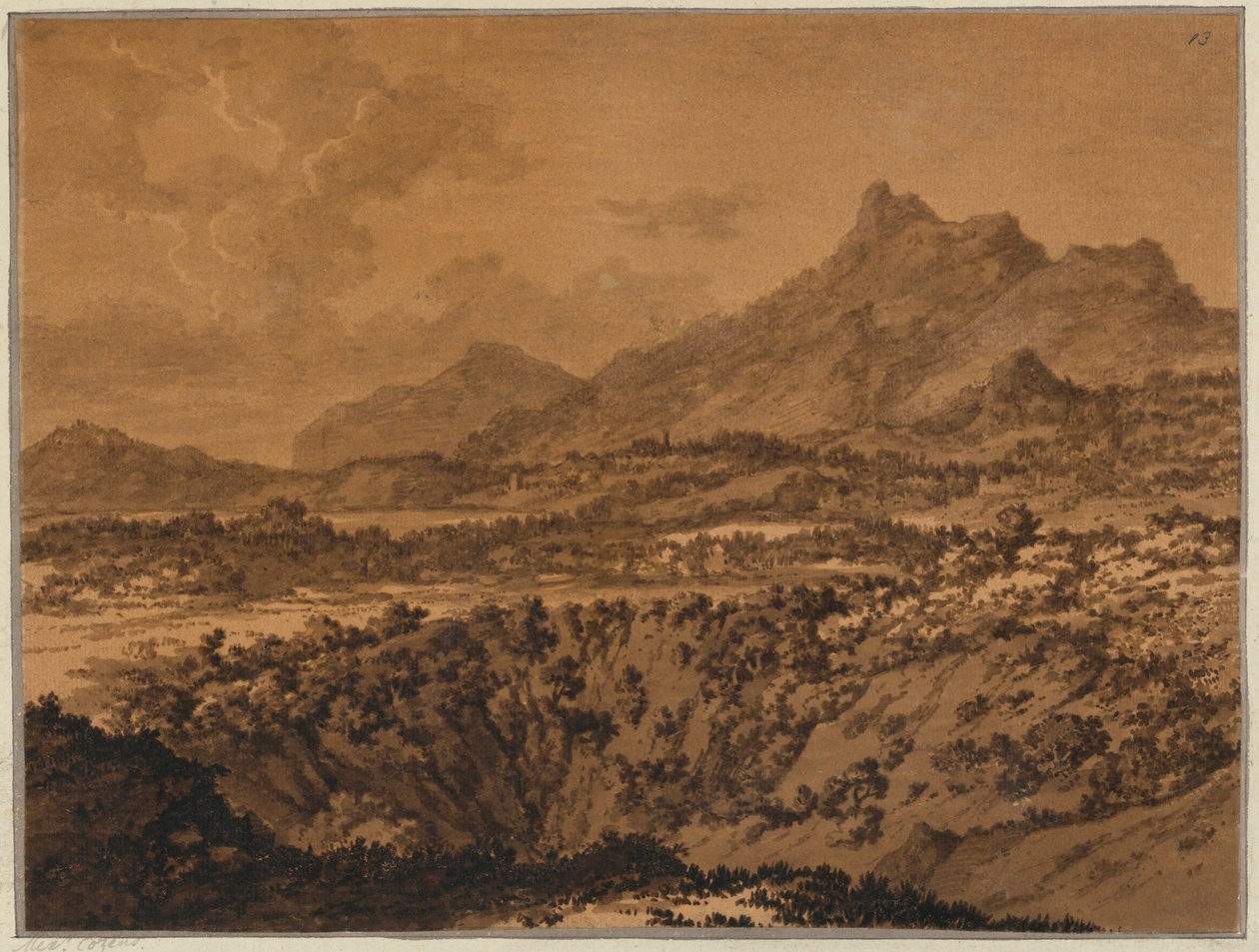 Bergslandskap med en fördjupning av Alexander Cozens