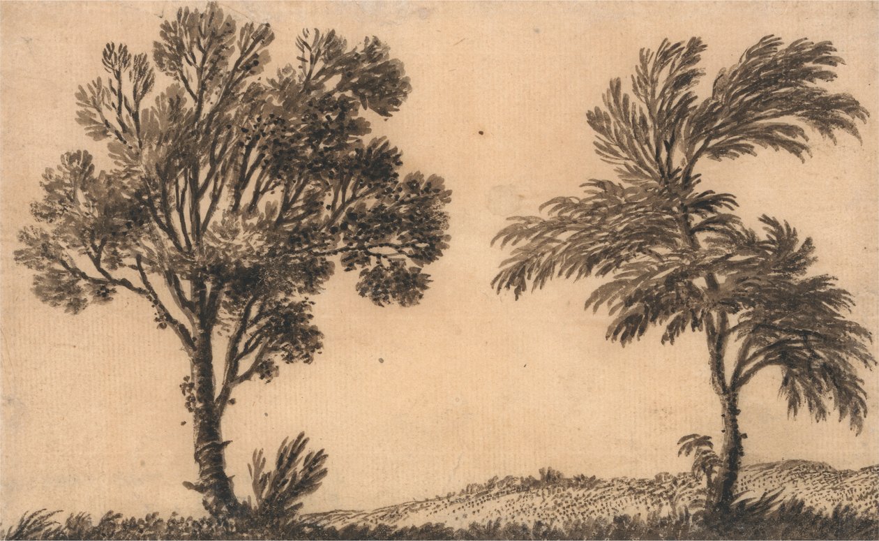 Studie av Two Willows av Alexander Cozens
