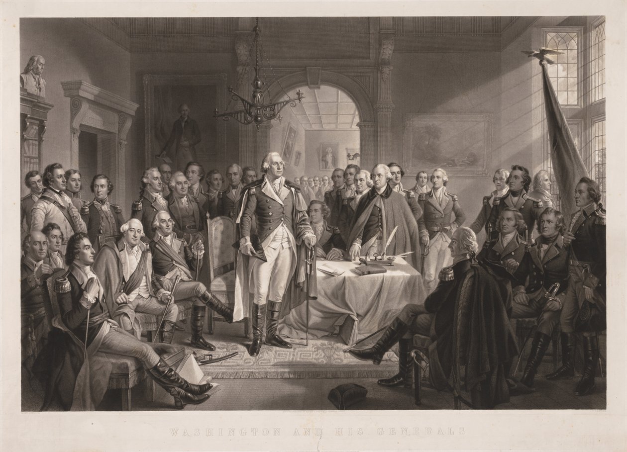 Washington och hans generaler med Key. av Alexander Hay Ritchie