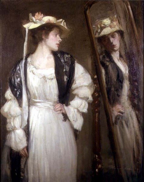 The Looking Glass (olja på duk) av Alexander Ignatius Roche
