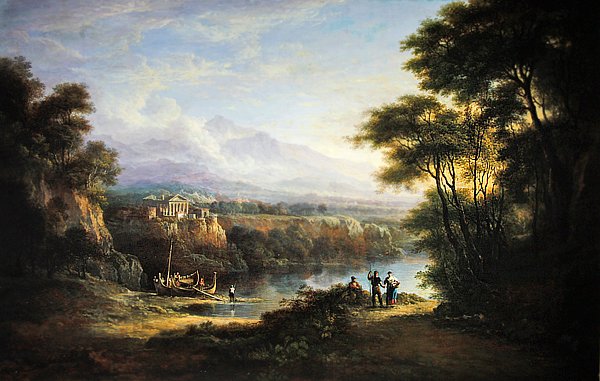 Klassiskt landskap (olja på duk) av Alexander Nasmyth