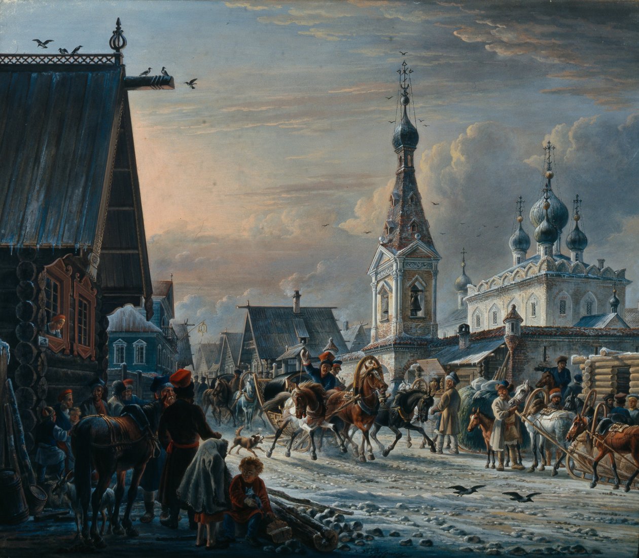 Gata med postbussar, 1829 av Alexander Osipovich Orlowski
