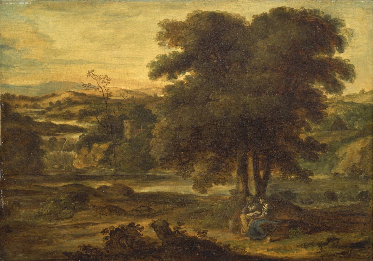 Klassiskt landskap, ca 1767-71 (olja på panel) av Alexander Runciman