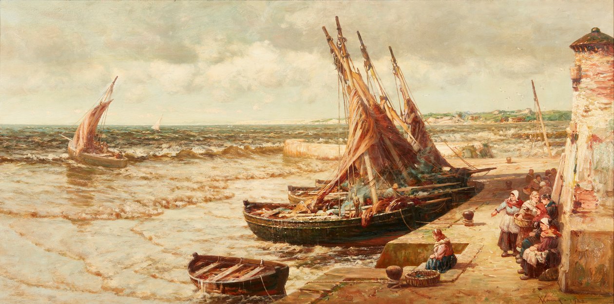 St. Monance Harbor (olja på duk) av Alexander Young