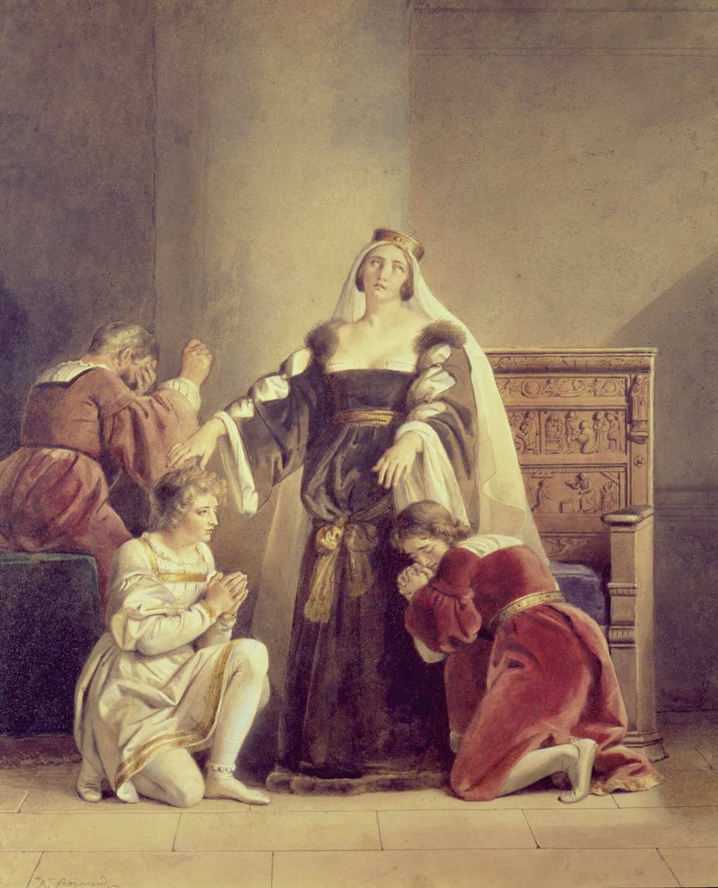 Drottning Elizabeth tar farväl av sina söner, 1800-talet av Alexandre Evariste Fragonard