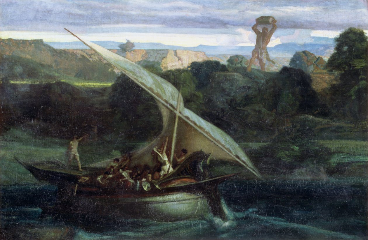 Polyphemus attackerar sjömän i deras båt, 1855 av Alexandre Gabriel Decamps