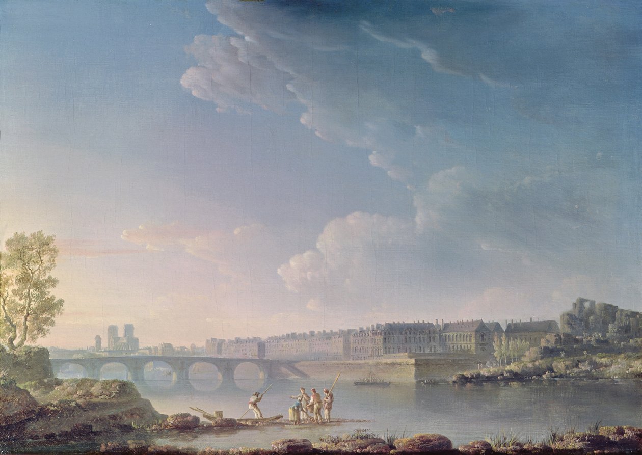 Ile Saint-Louis og Pont de la Tournelle, ca. 1780 swed av Alexandre Jean Noel
