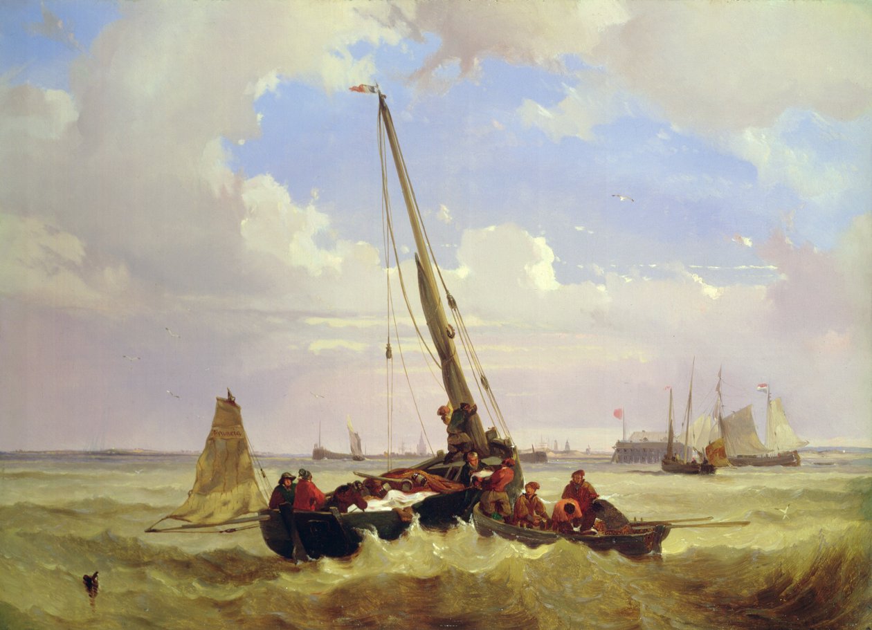 Fiskefartyg utanför Calais (målning) av Alexandre T. Francia