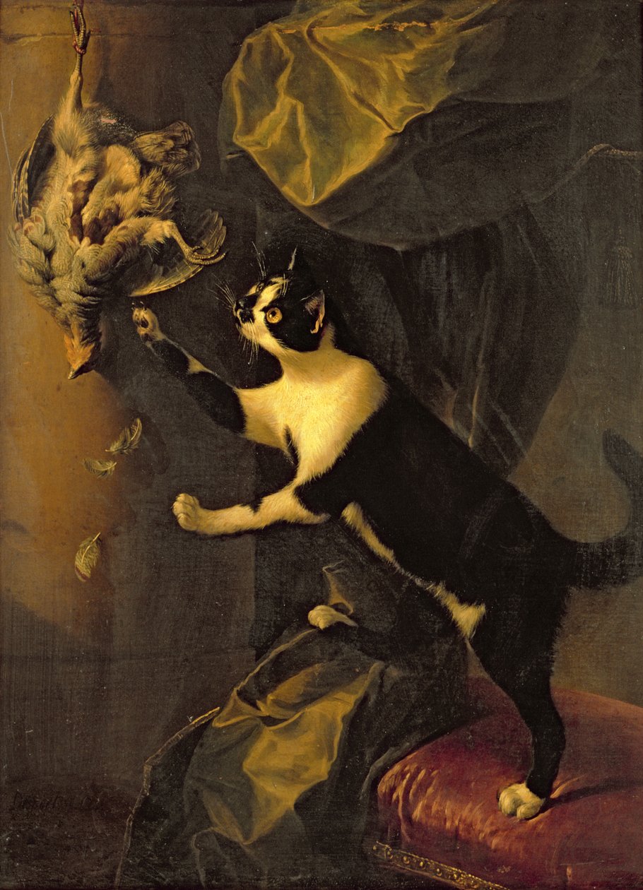 Cat and Dead Game av Alexandre Francois Desportes