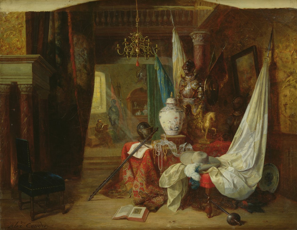 Interiör, romantisk bric-a-brac av Alexandre Couder