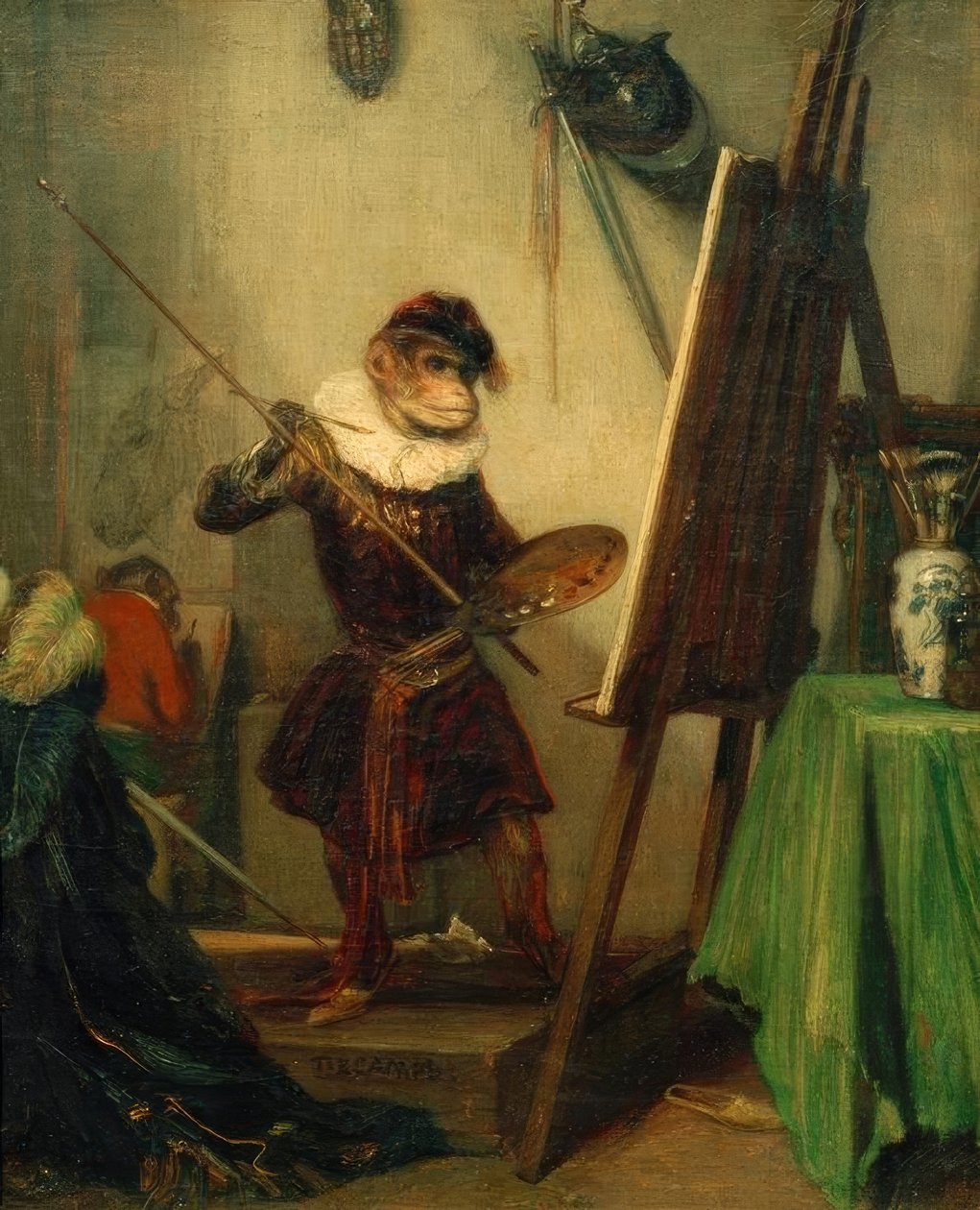 Apan som målare av Alexandre Gabriel Decamps