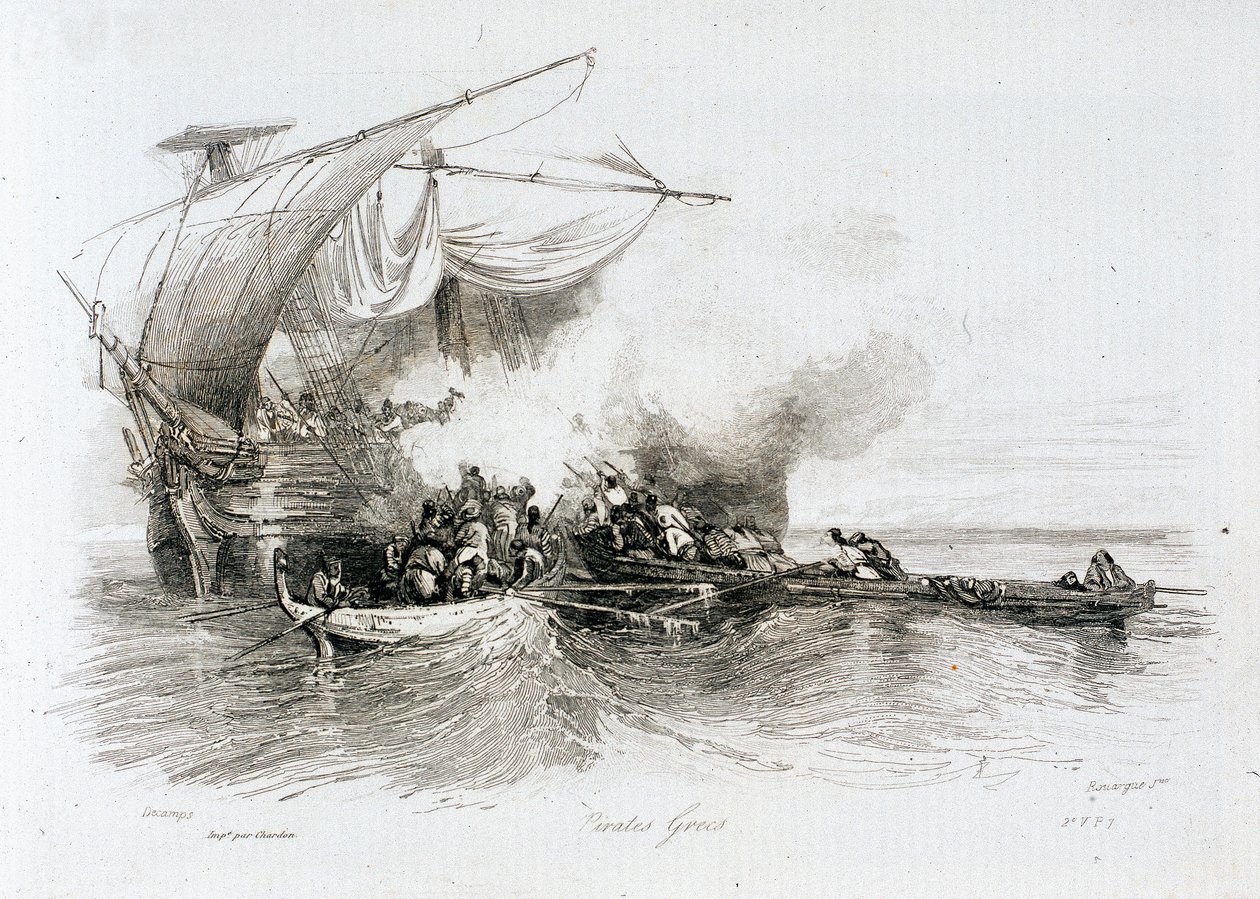Grekiska pirater av Alexandre Gabriel Decamps