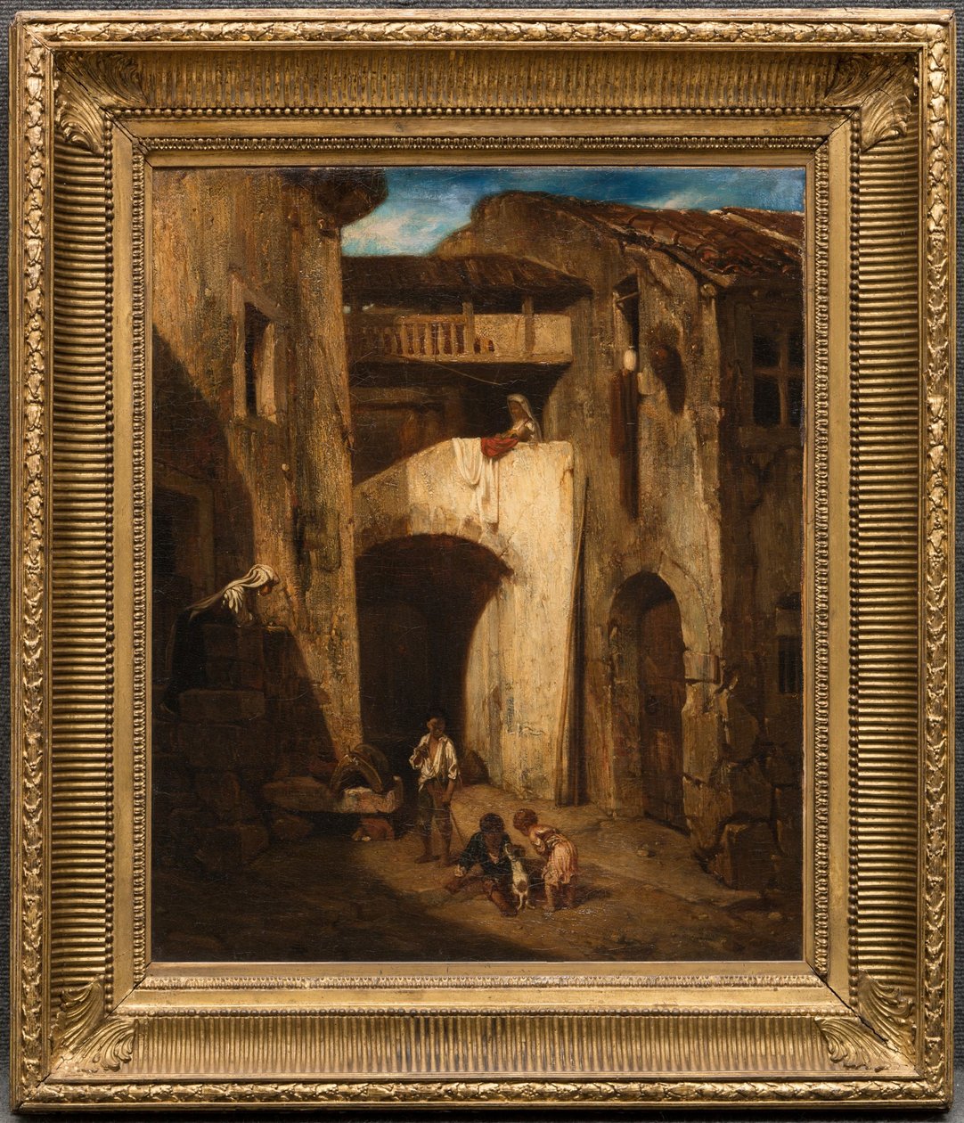 Italiensk innergård av Alexandre Gabriel Decamps