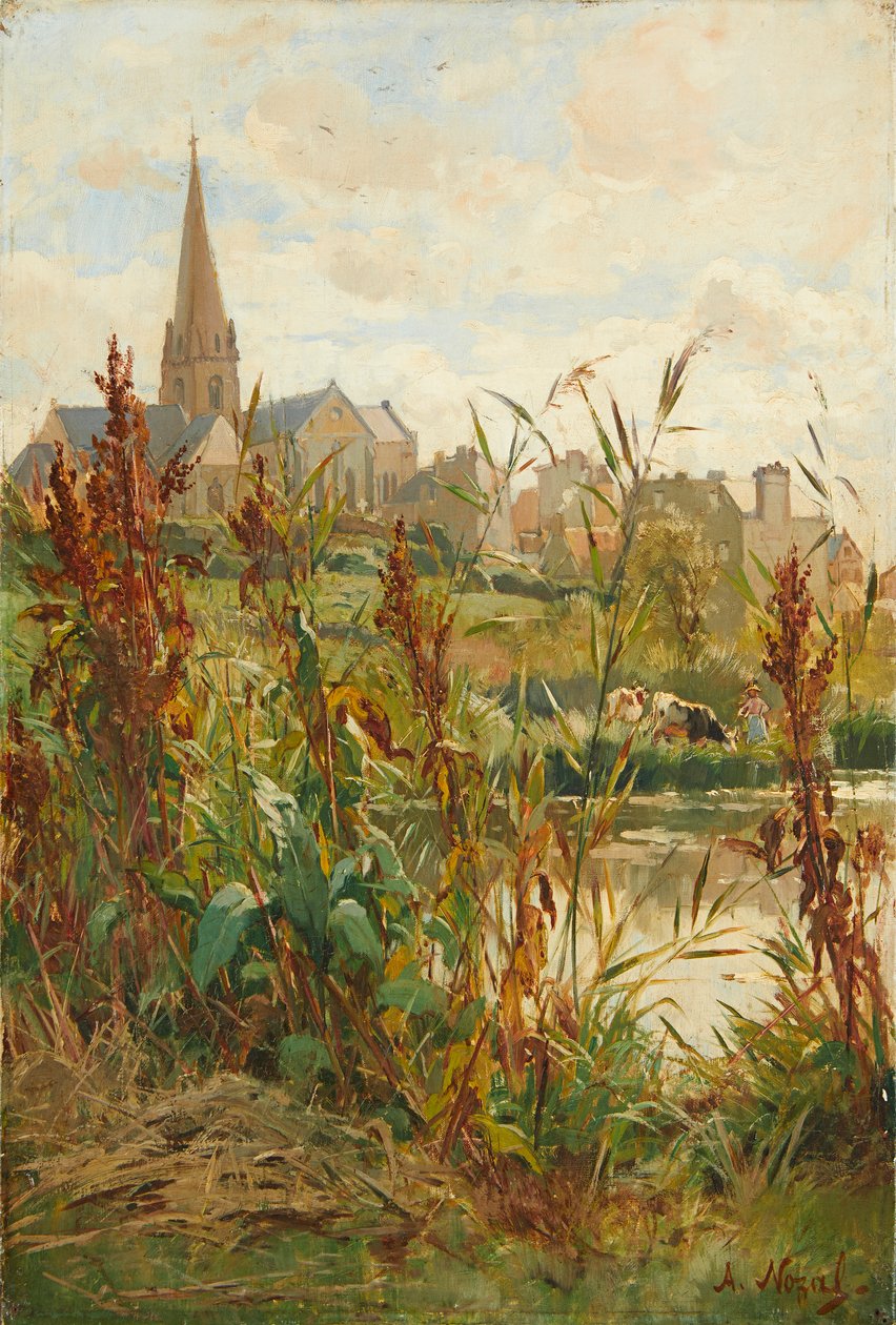 Church By the River (olja på duk) av Alexandre Nozal
