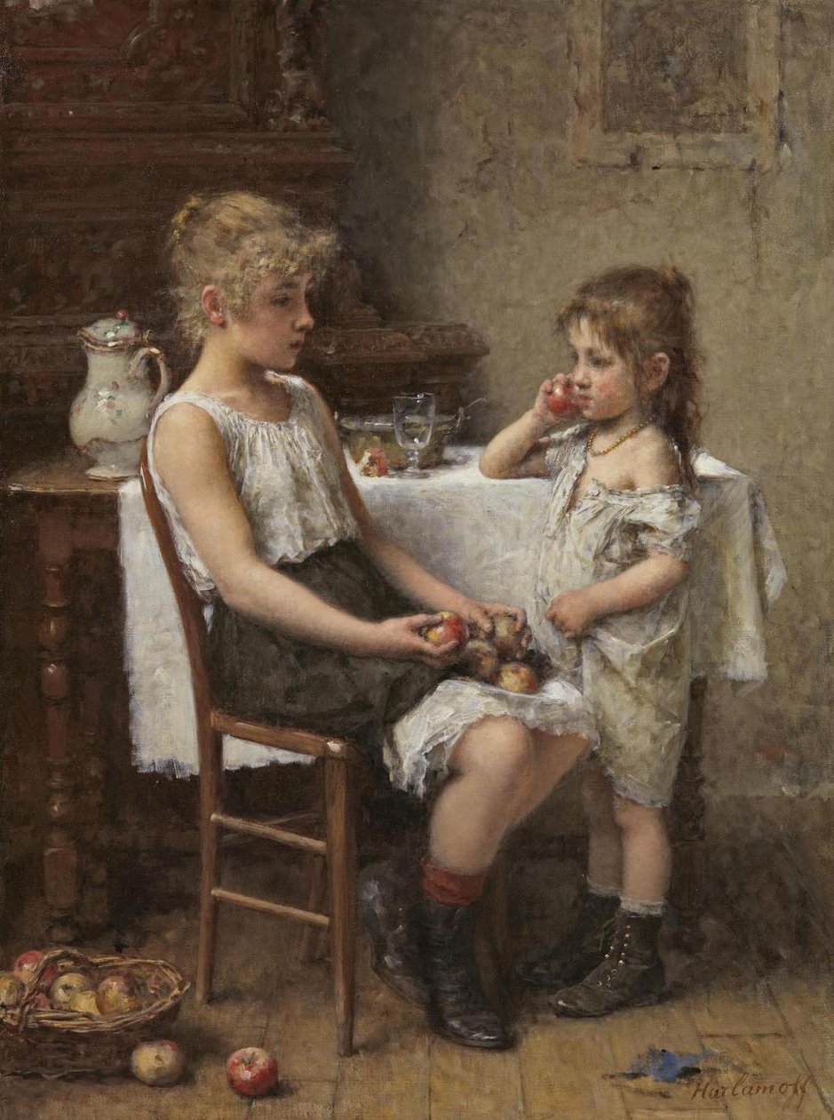 Children with apples av Alexei Harlamov