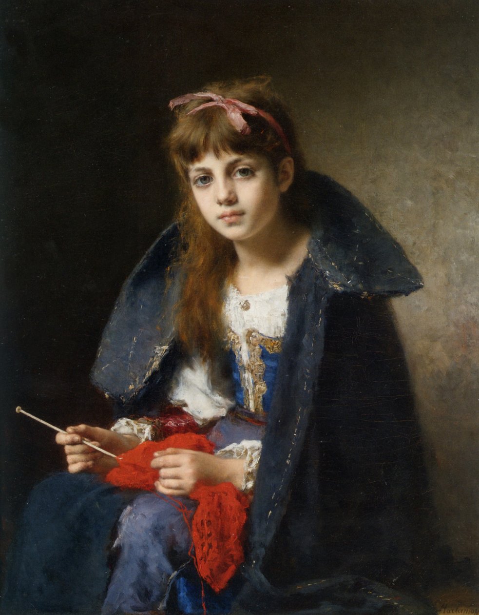 Portrait of a young girl av Alexei Harlamov