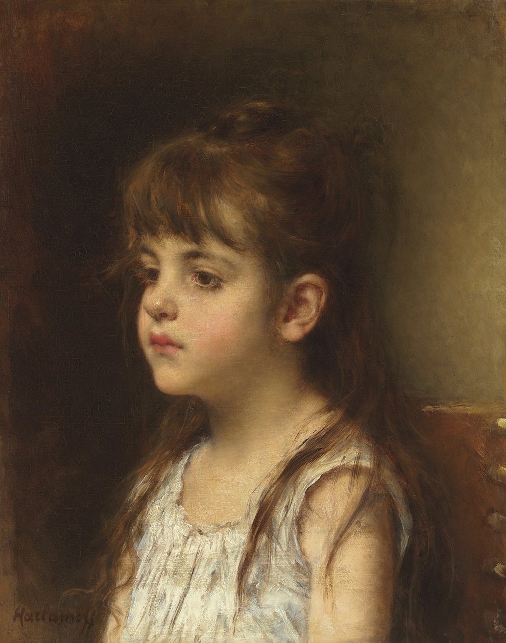 Portrait of a young girl av Alexei Harlamov