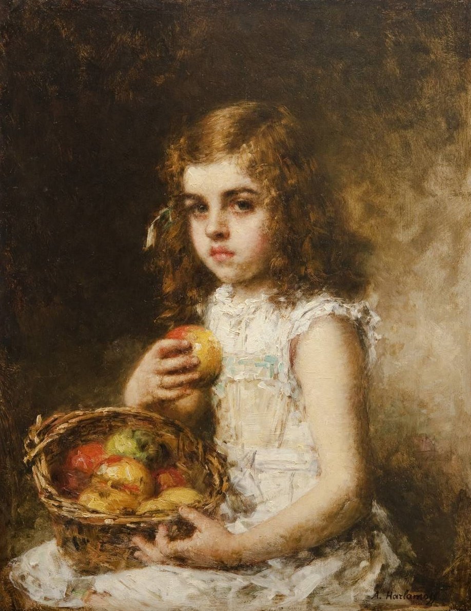 Portrait of a young girl av Alexei Harlamov