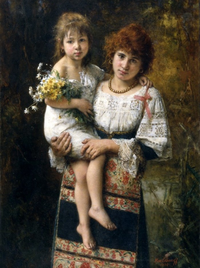 Woman and child av Alexei Harlamov