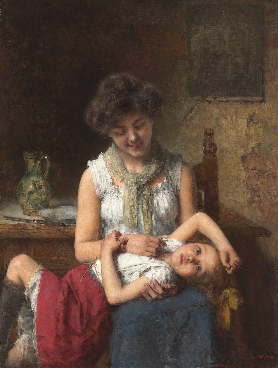 Moody Girl, ca 1900 av Alexei Alexevich Harlamoff