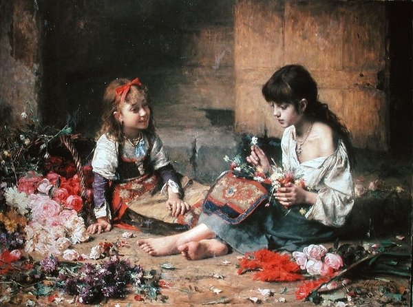 De unga blomsterflickorna av Alexei Alexevich Harlamoff
