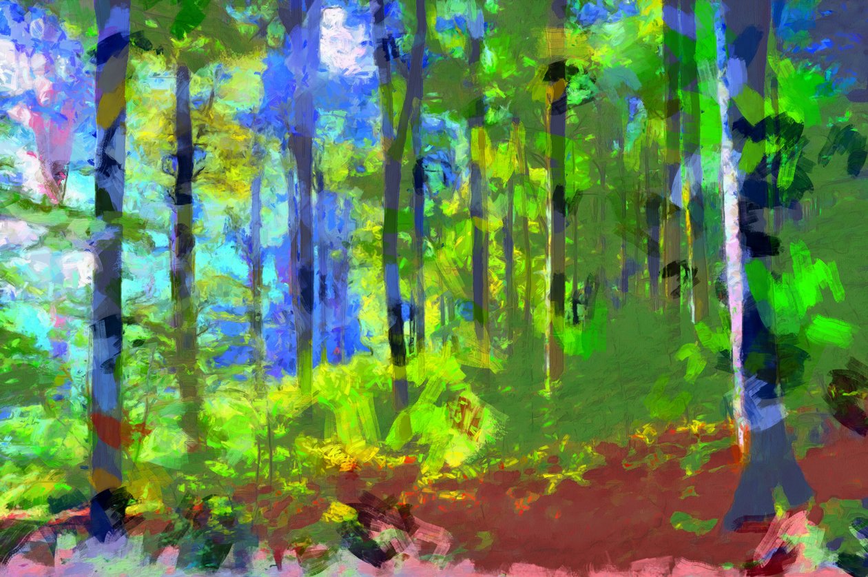 Morgon,Skog,2020,(blandteknik) av Alexei Makhov