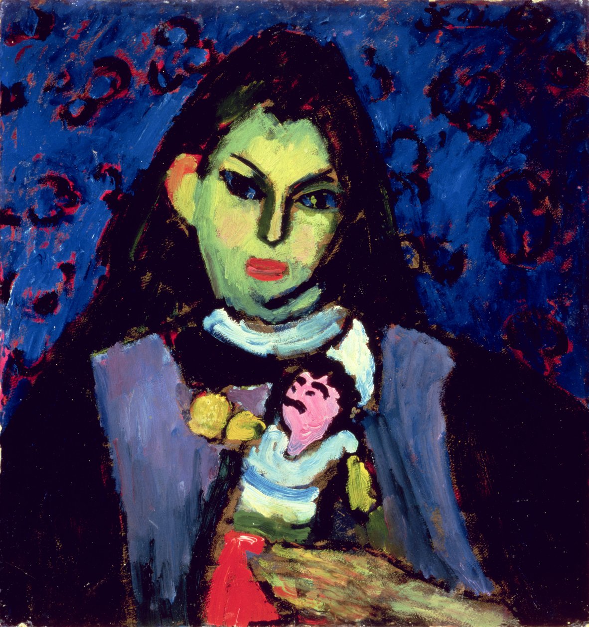 Flicka med docka, 1910 (olja på kartong) av Alexej von Jawlensky