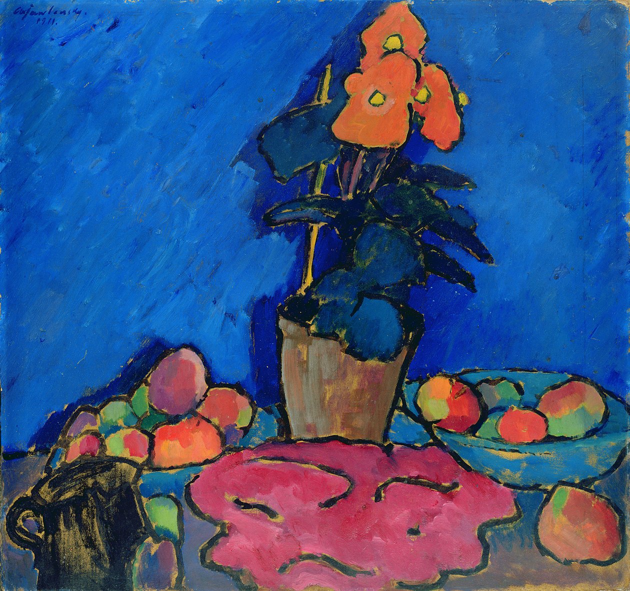 Stilleben med Begonia, 1911 (olja på kartong) av Alexej von Jawlensky