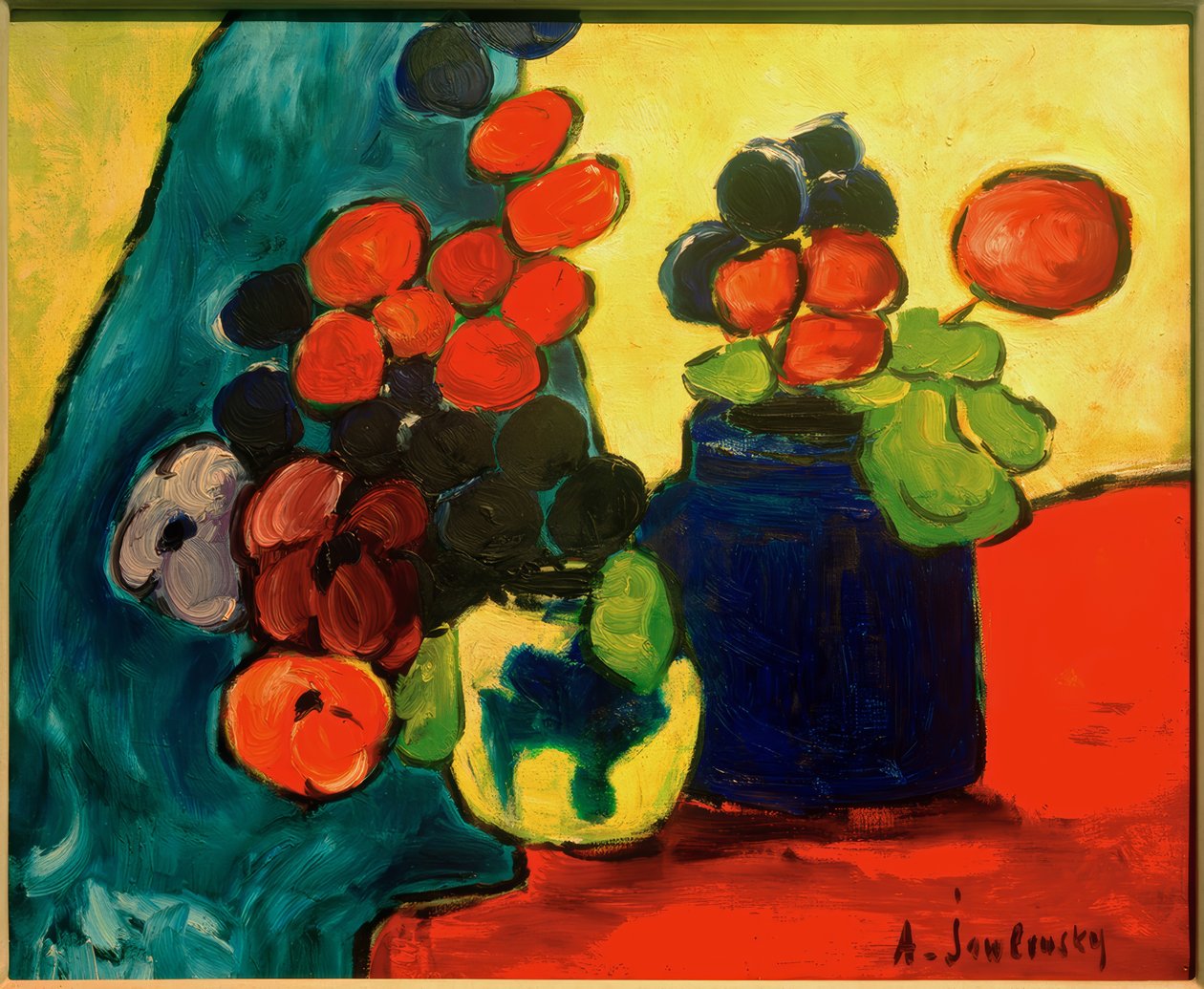 På ett rött tyg av Alexej von Jawlensky